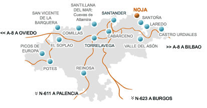 Mapa de lugares para visitar en Cantabria